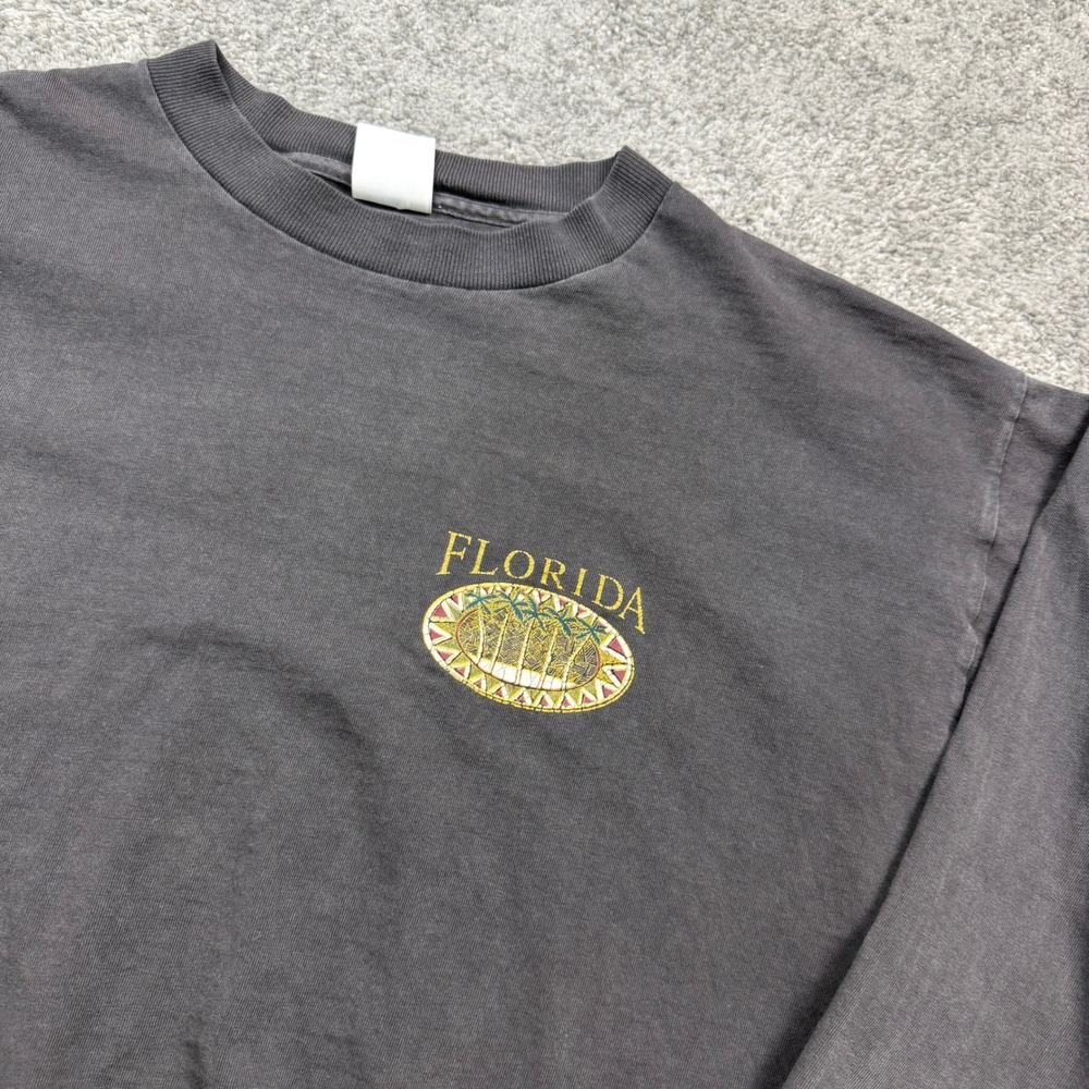 Vintage Florida Long Sleeve T-Shirt Faded Black XL Made in USA 90s Streetwear